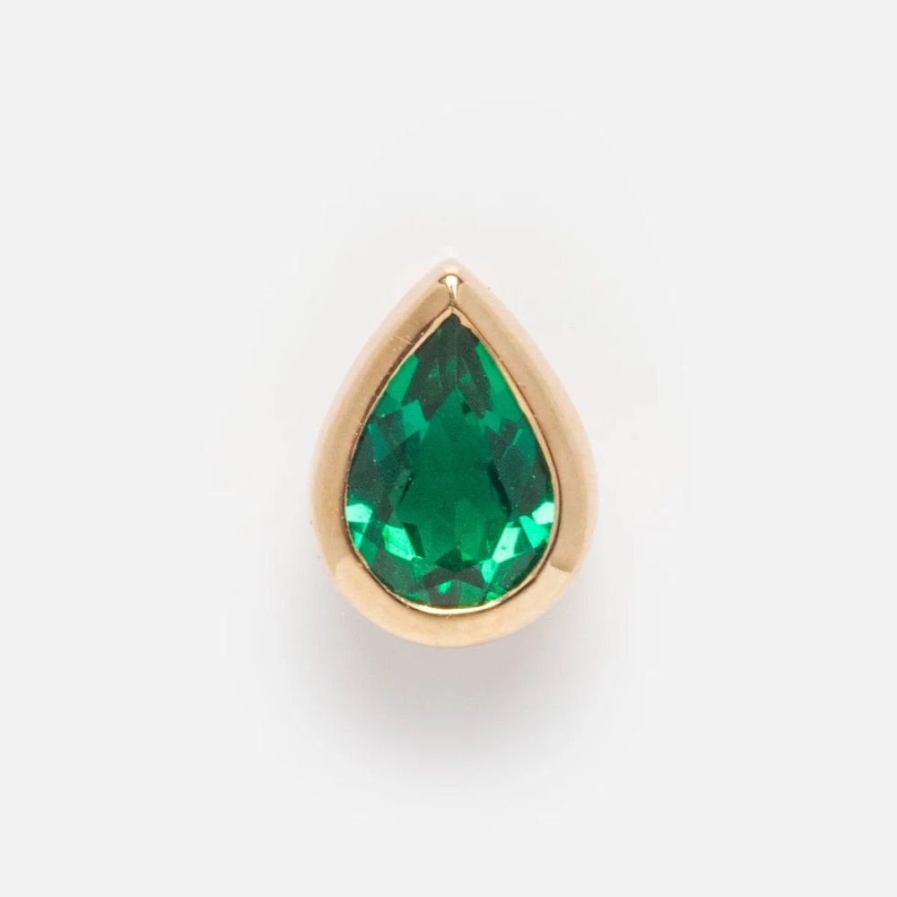 Local Eclectic Emerald Pear Slider Charm May Birthstone